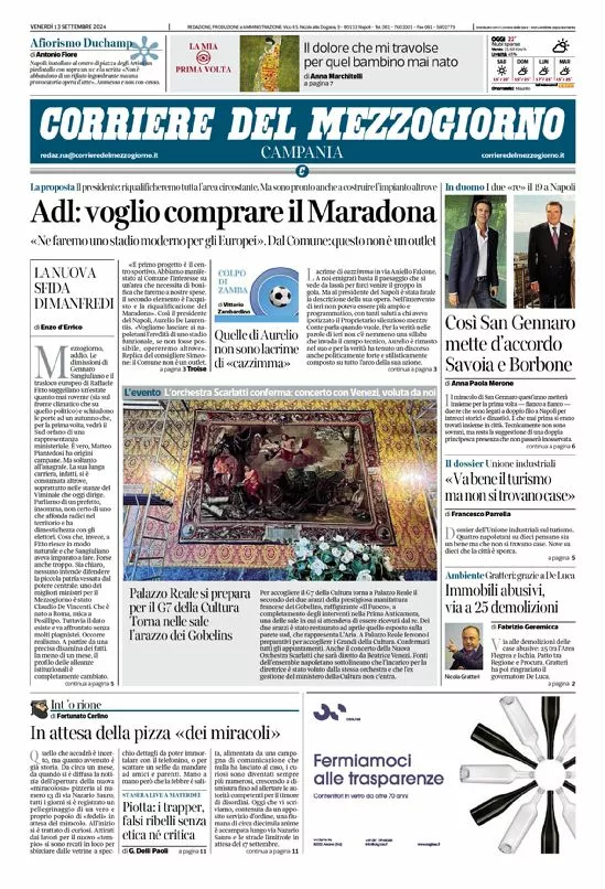 Prima-pagina-corriere del mezzogiorno-del-2024-09-13